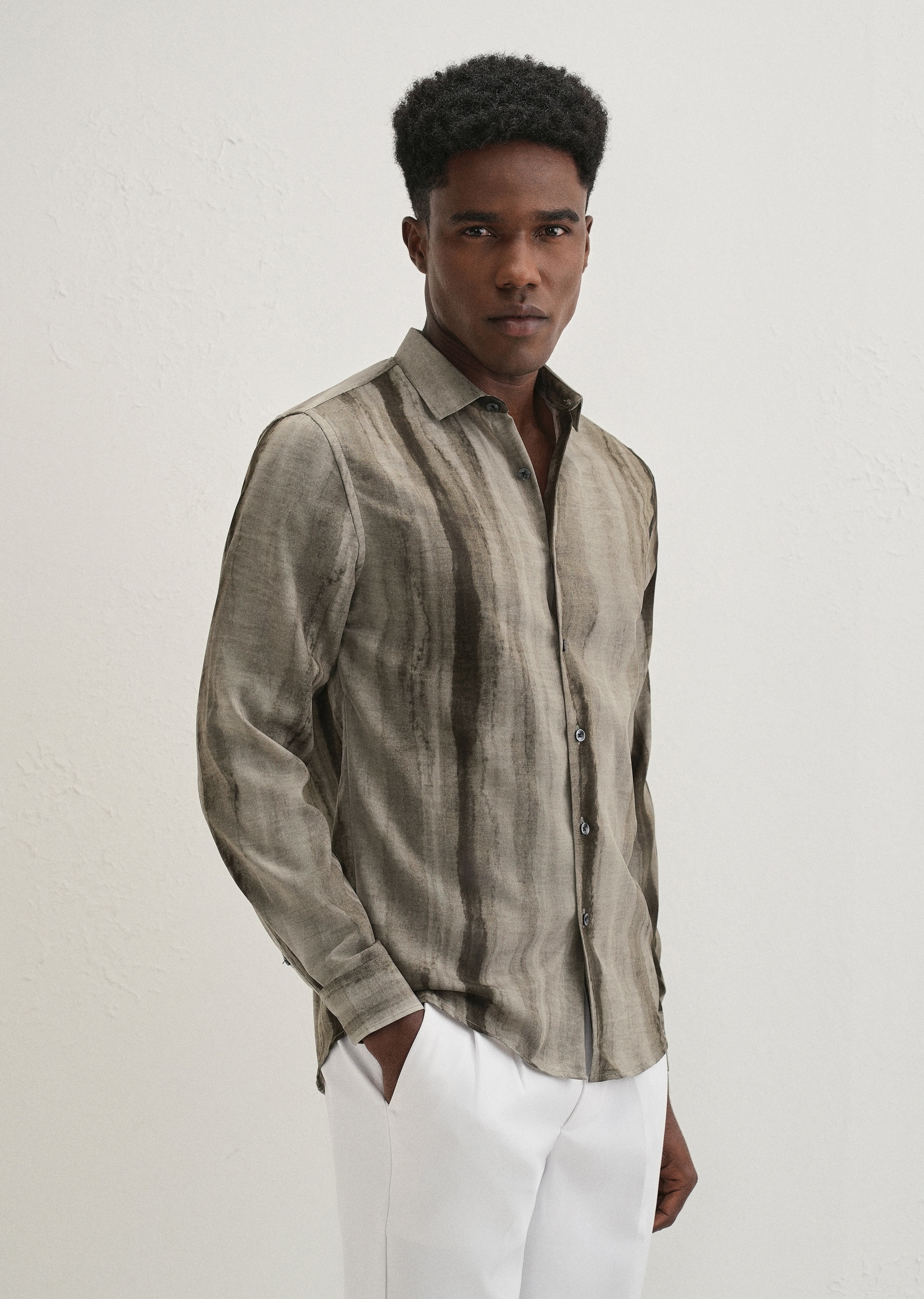 Green Stripe Printed Shirt