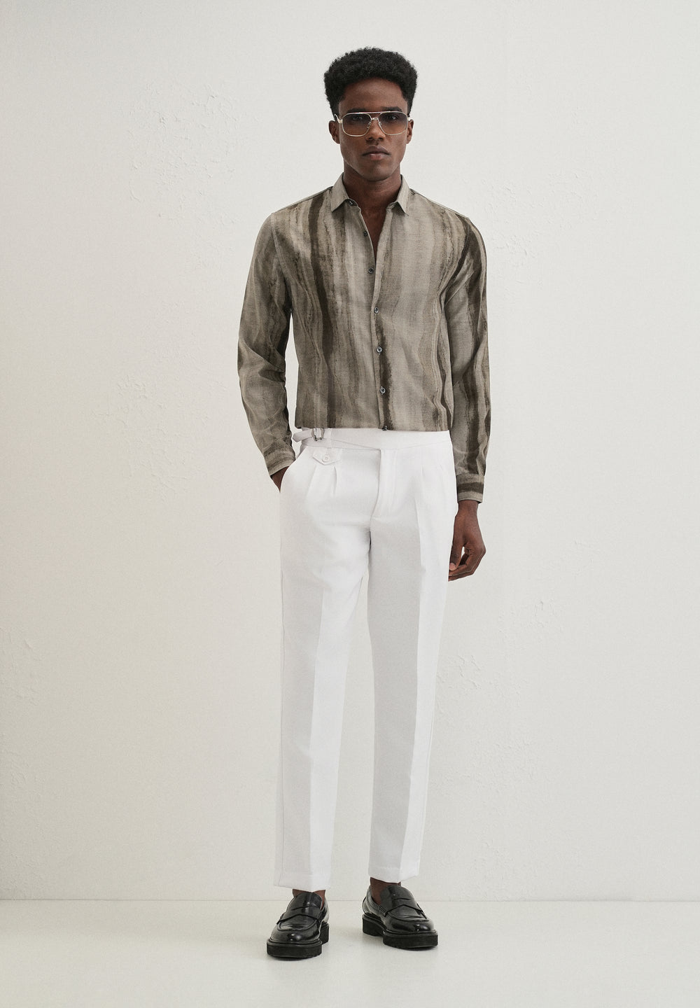 Green Stripe Printed Shirt