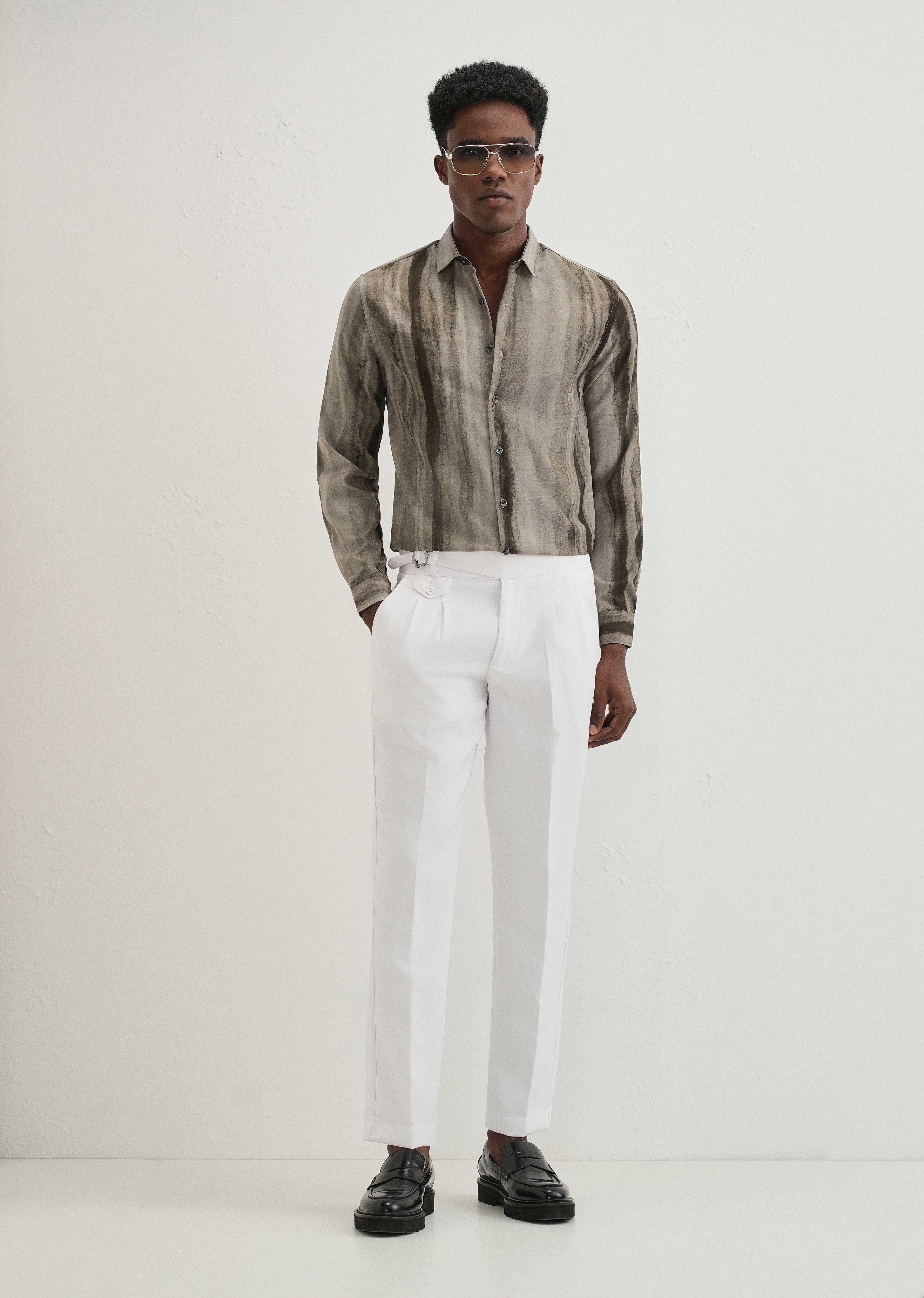 Green Stripe Printed Shirt