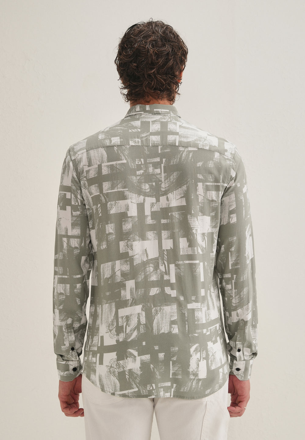 Green White Abstract Printed Shirt