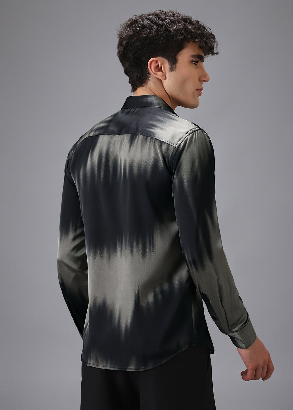 Greenish Black Abstract Printed Shirt