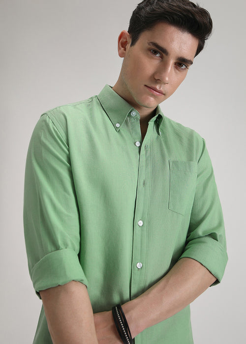 Green Cotton Linen Shirt