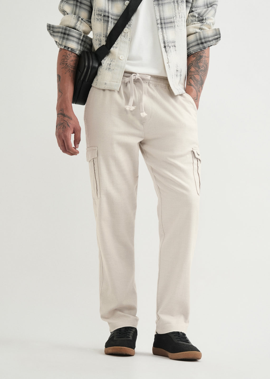 Greige Elasticated Relaxed Fit Cargo Pant