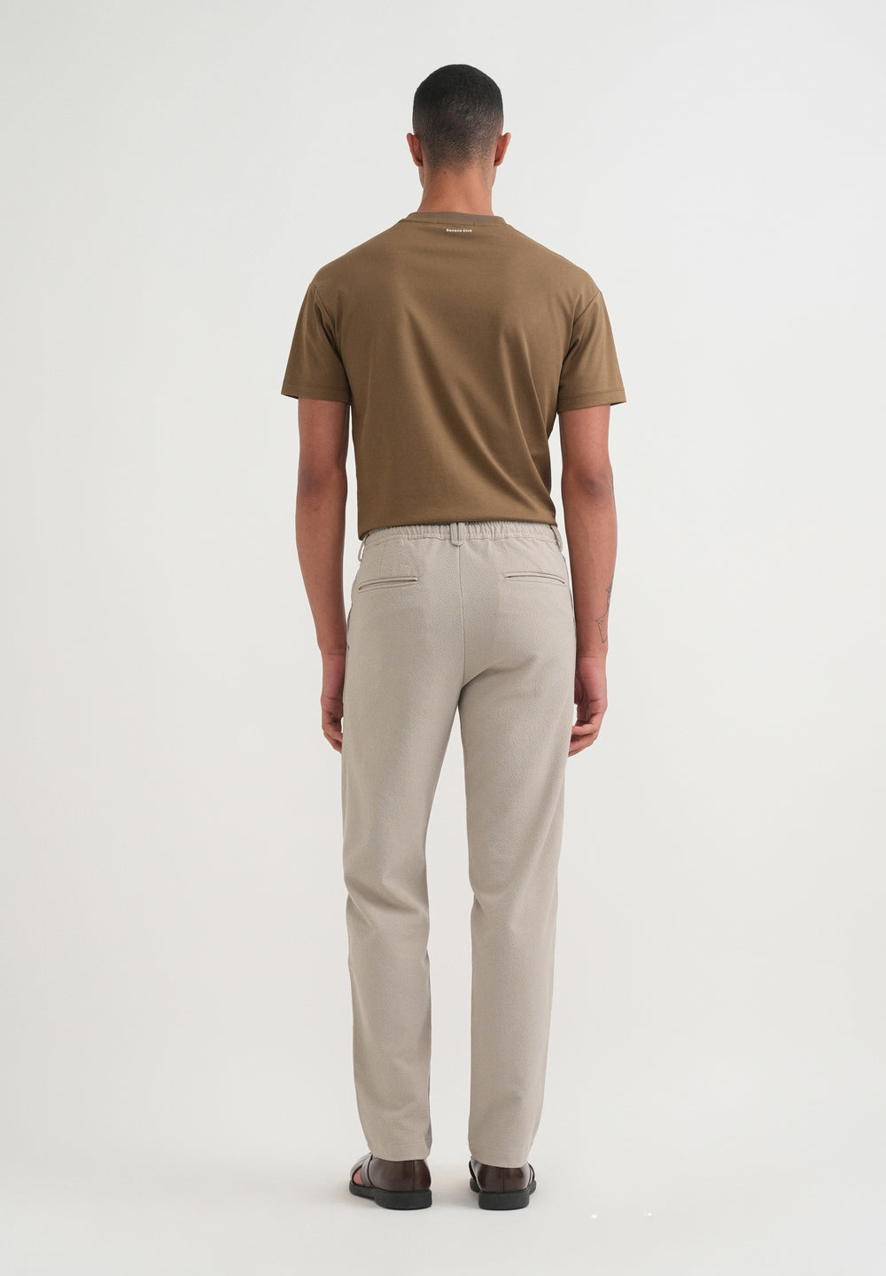 Greige Semi-Elasticated Textured Pant