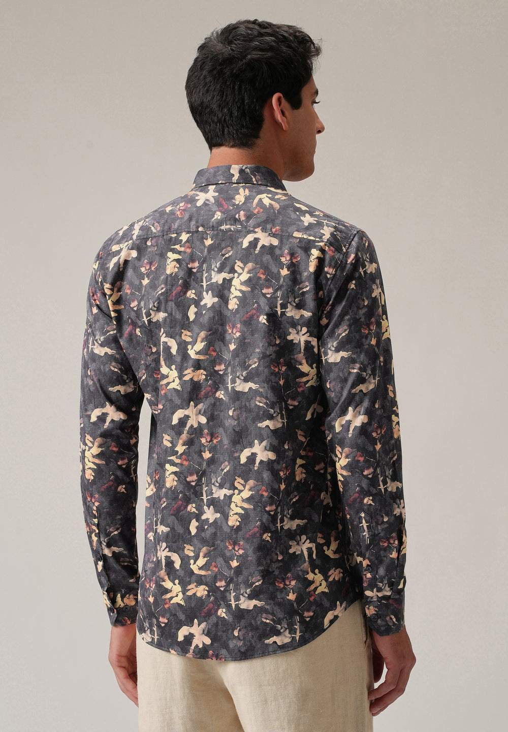 Grey Abstract Floral Print Shirt