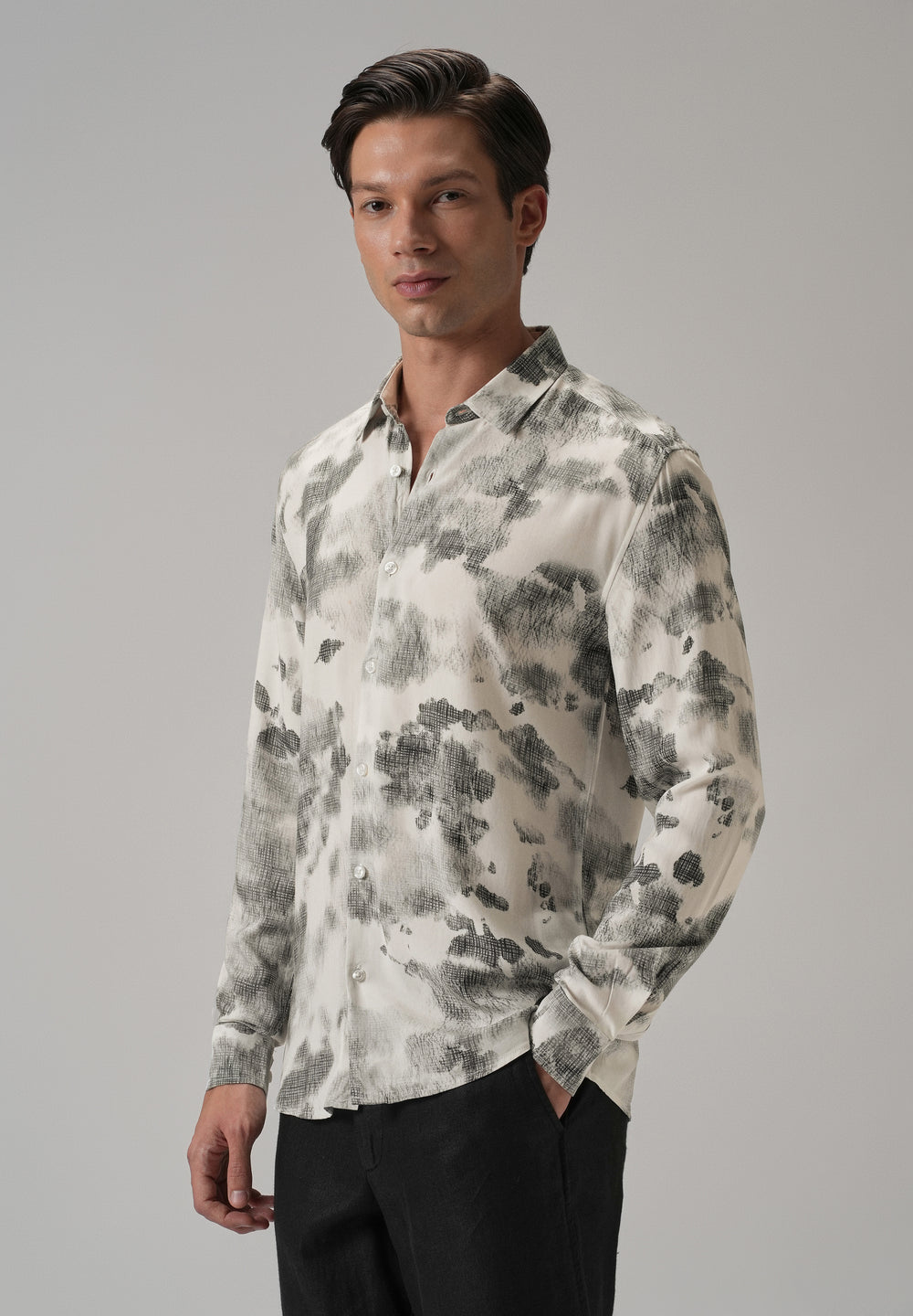Light Grey Abstract Printed shirt