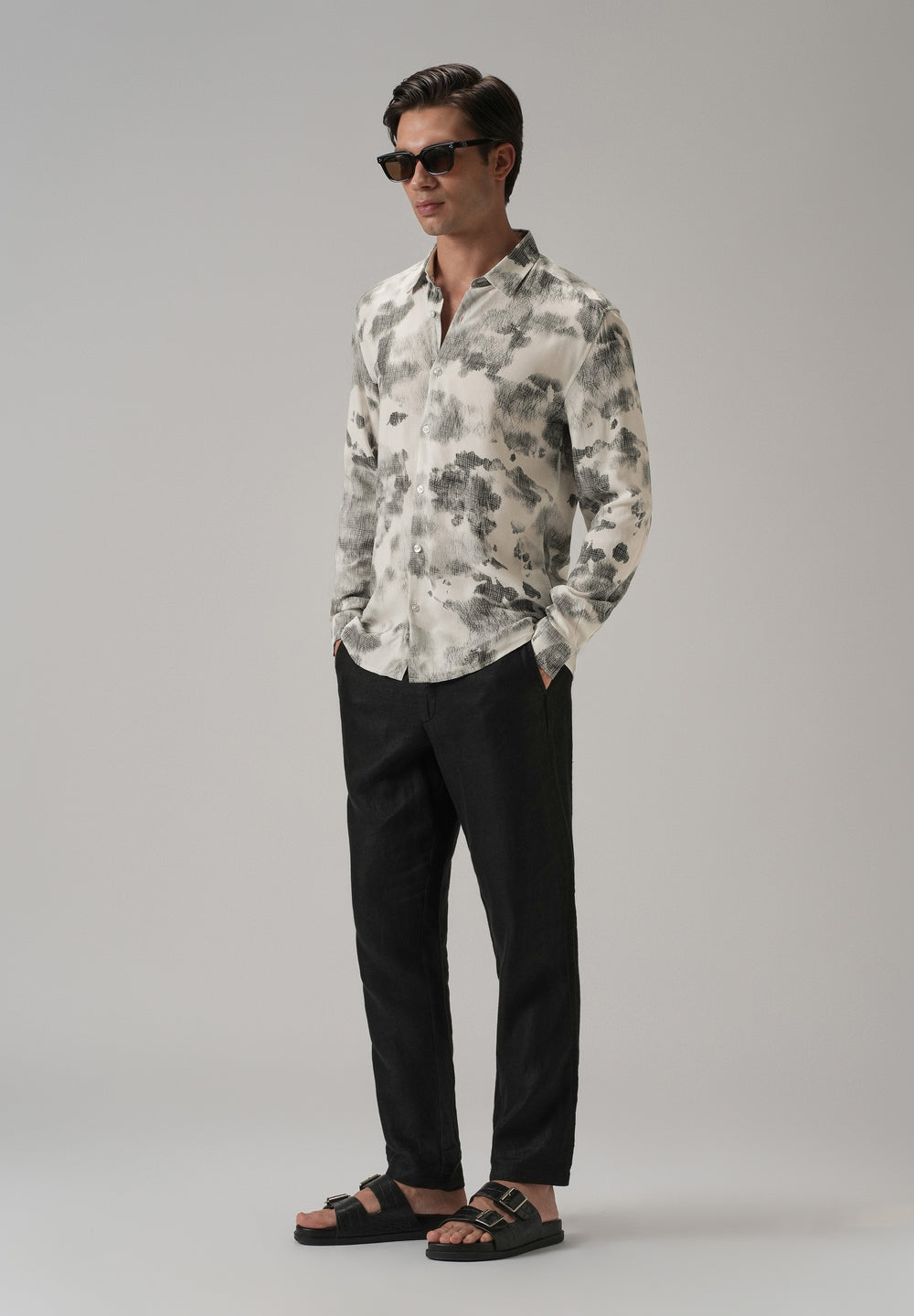 Light Grey Abstract Printed shirt