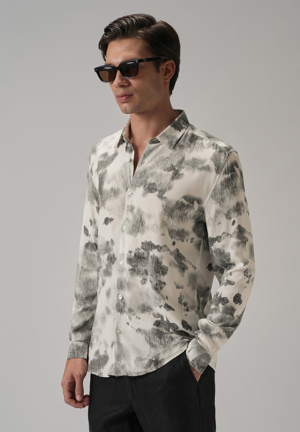 Light Grey Abstract Printed shirt