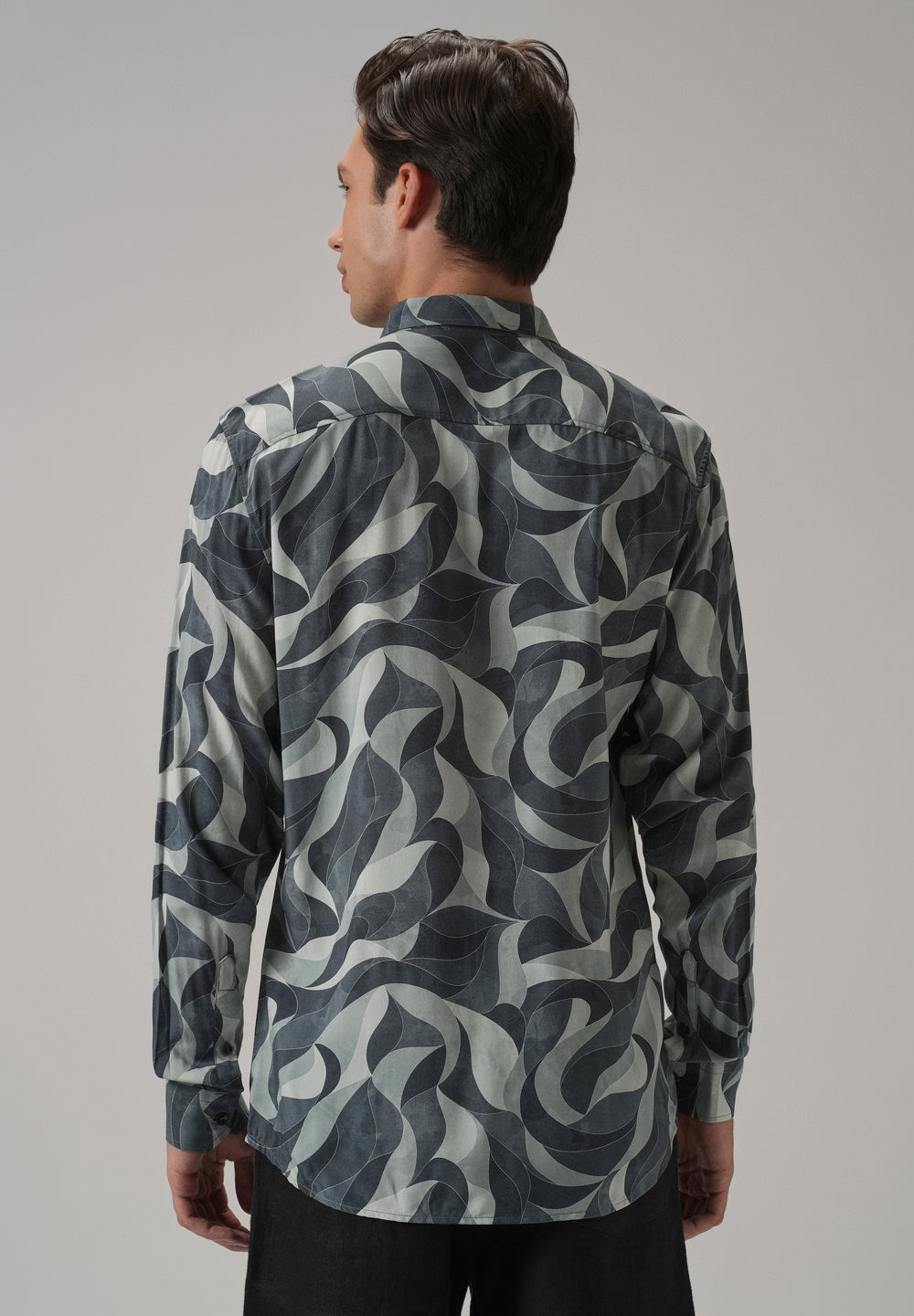 Grey Abstract Swirl Printed Shirt