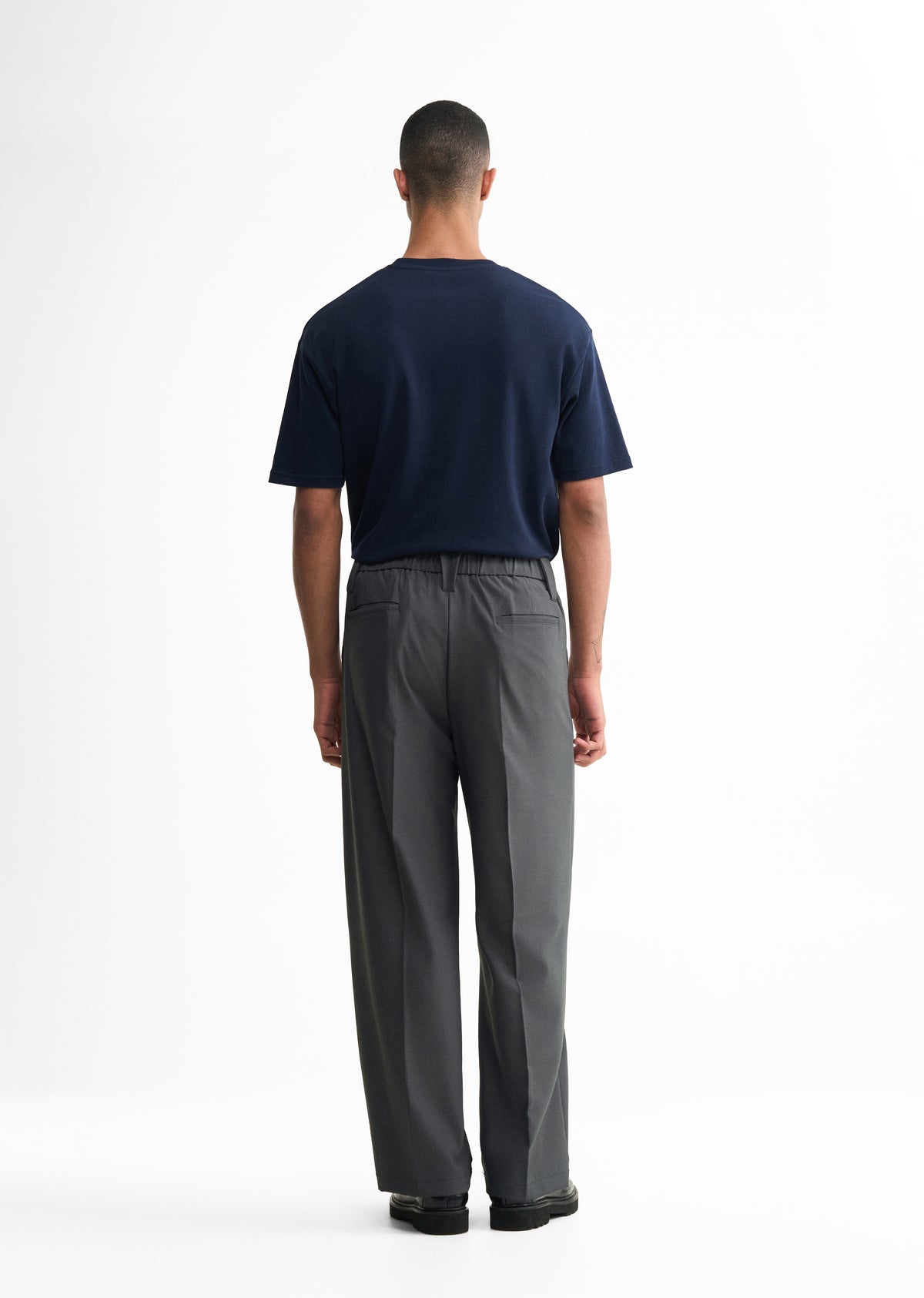 Grey Back Elastic Relaxed Fit Trouser