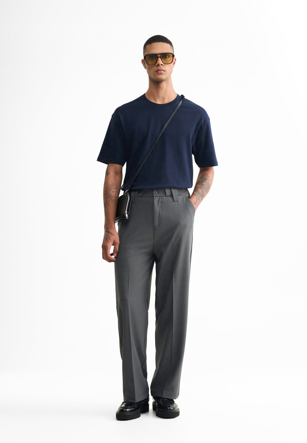 Grey Back Elastic Relaxed Fit Trouser