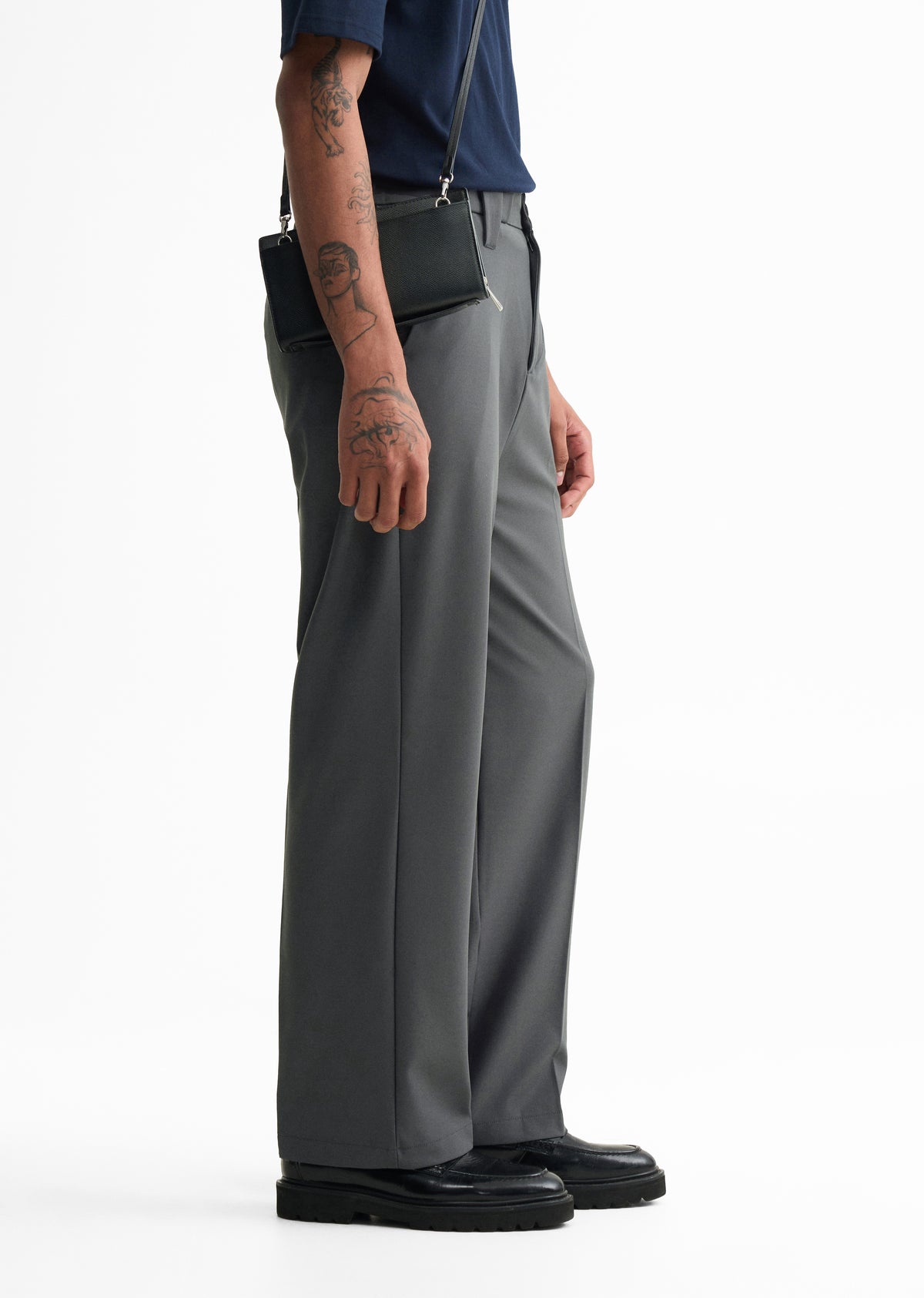 Grey Back Elastic Relaxed Fit Trouser
