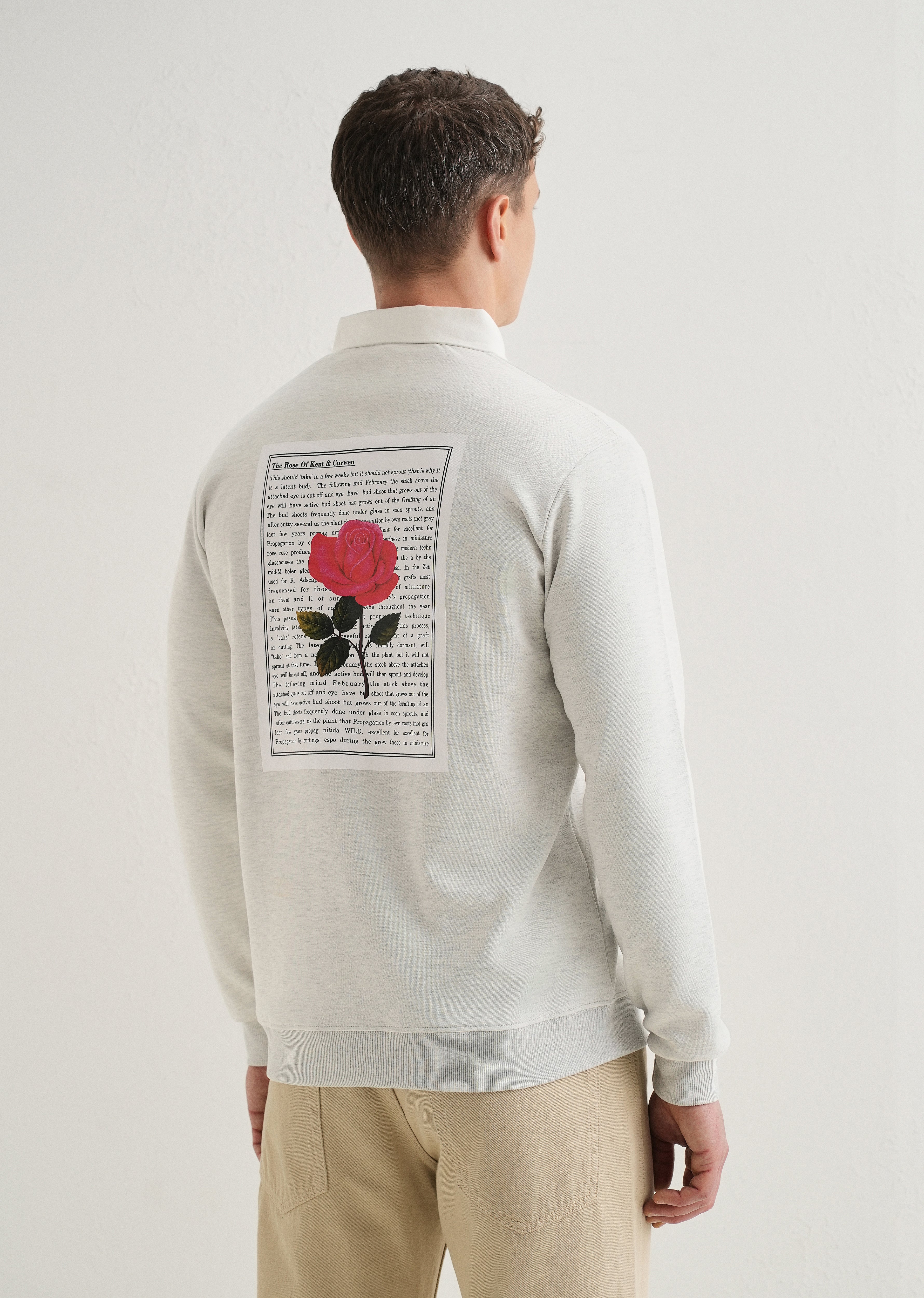 Grey Back Print Polo Sweatshirt