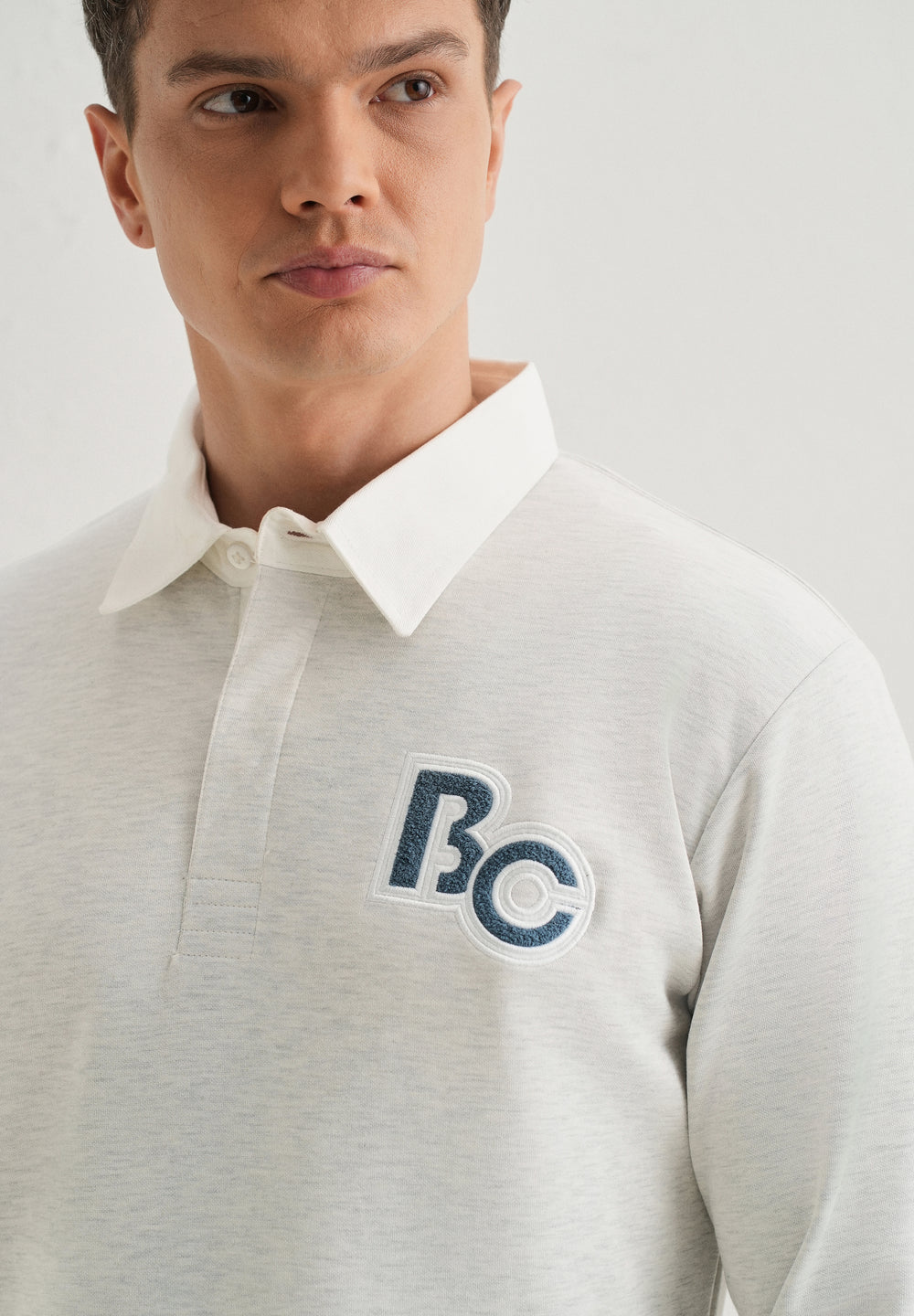 Grey Back Print Polo Sweatshirt