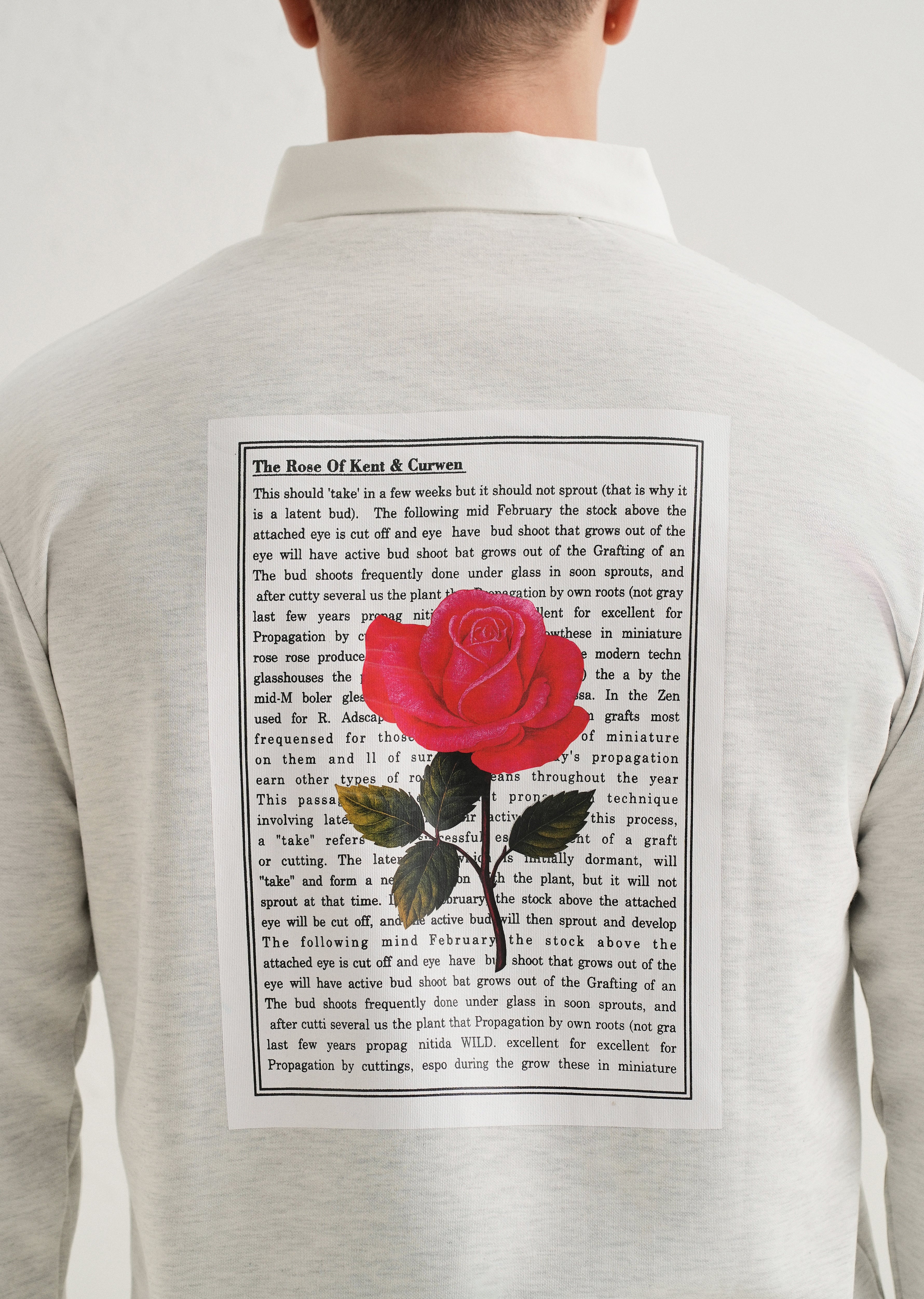 Grey Back Print Polo Sweatshirt