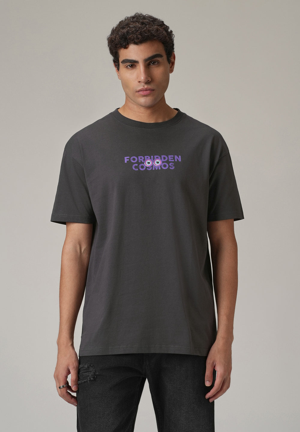 Grey Back Printed Oversized T-Shirt