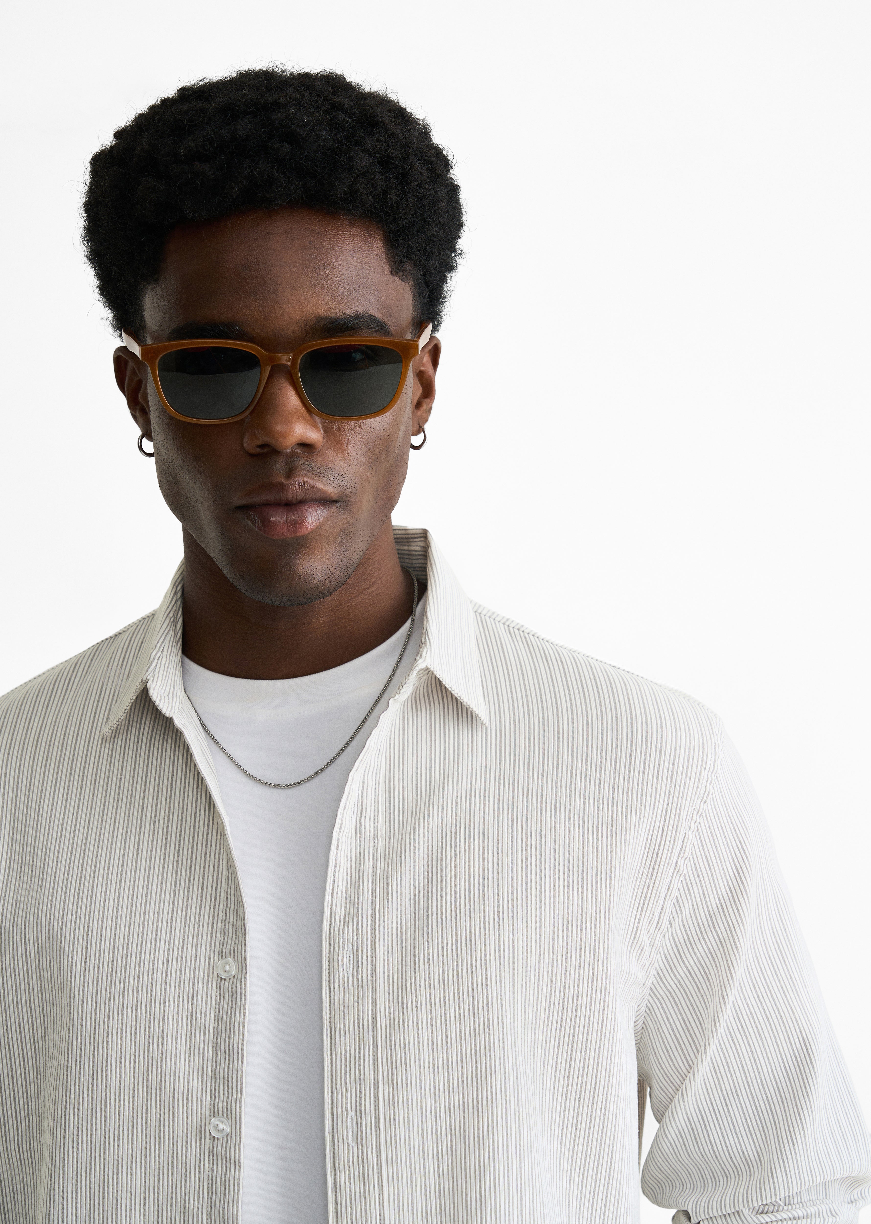 Grey Back Printed Self-Stripe Shirt
