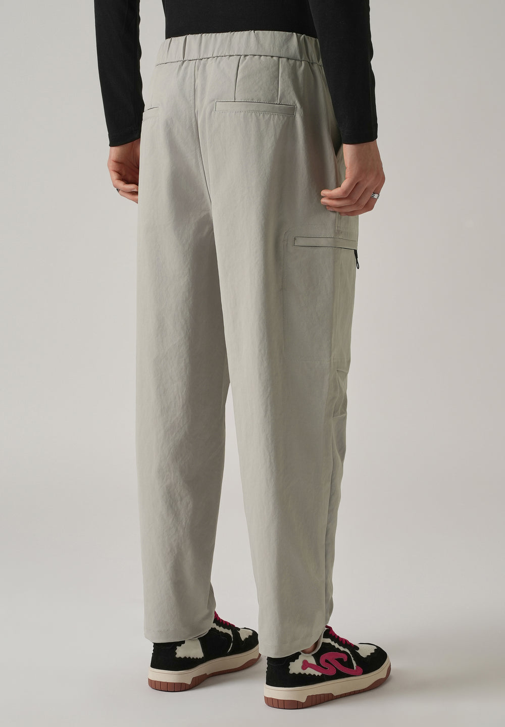 Grey Twill Belt Relaxed Fit Pant