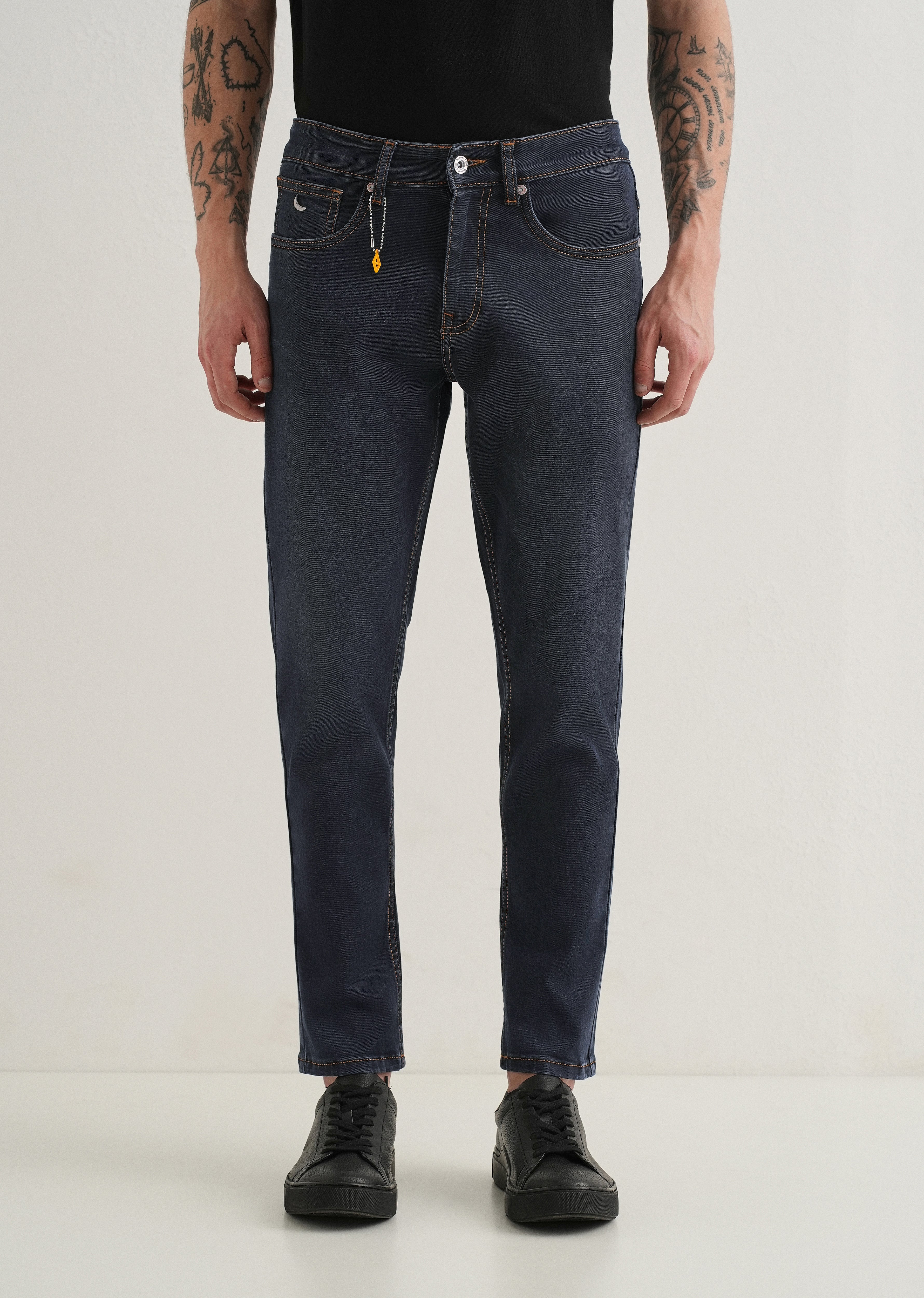 Grey Charcoal Carrot Fit Jeans