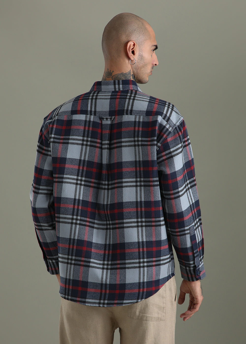 Grey Checked Relaxed Fit Shacket