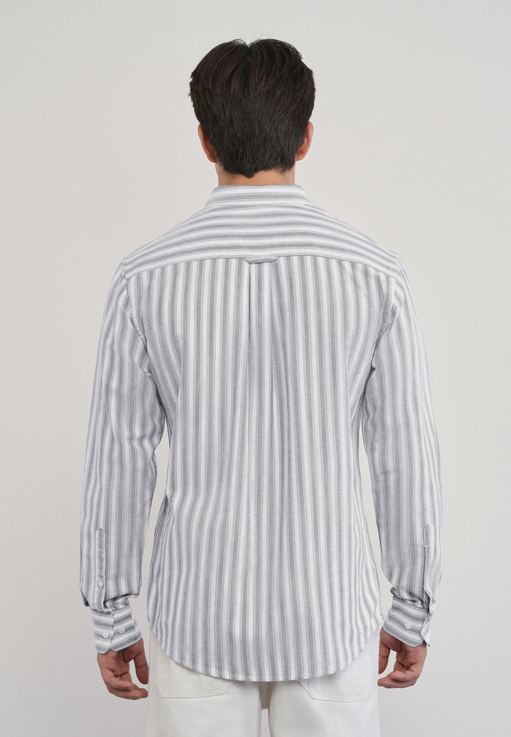Grey Classic Cotton Stripe Shirt