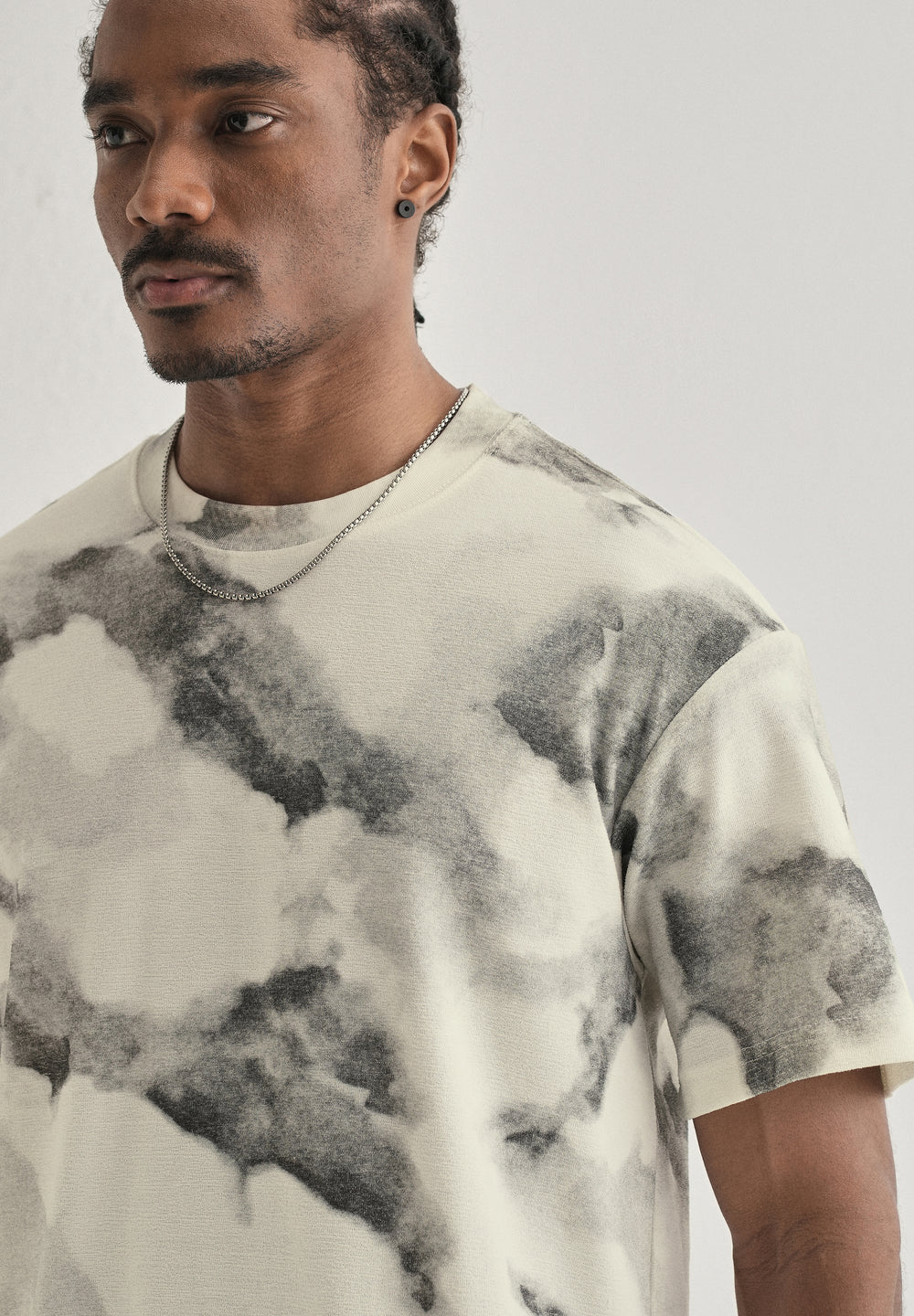 Grey Cloud Wash Textured Oversized T-shirt