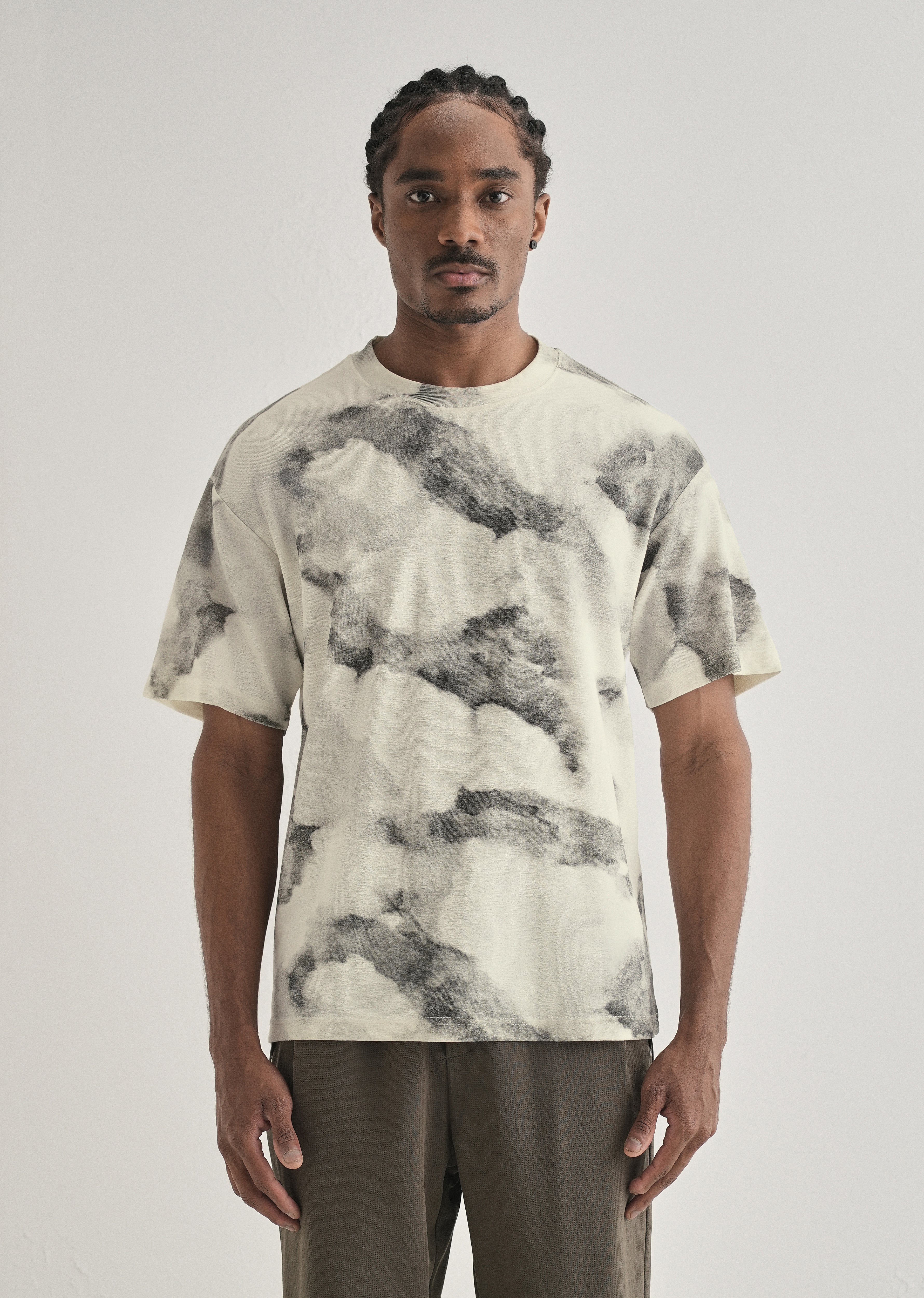Grey Clould Wash Textured Oversized T-shirt