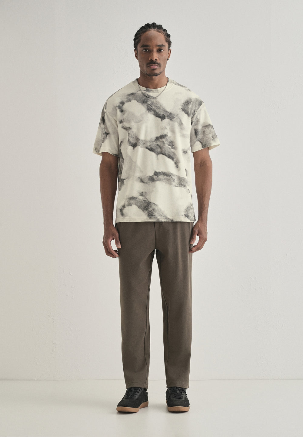 Grey Cloud Wash Textured Oversized T-shirt