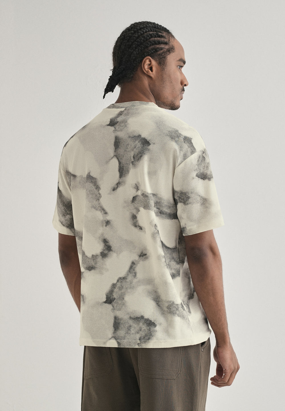 Grey Cloud Wash Textured Oversized T-shirt