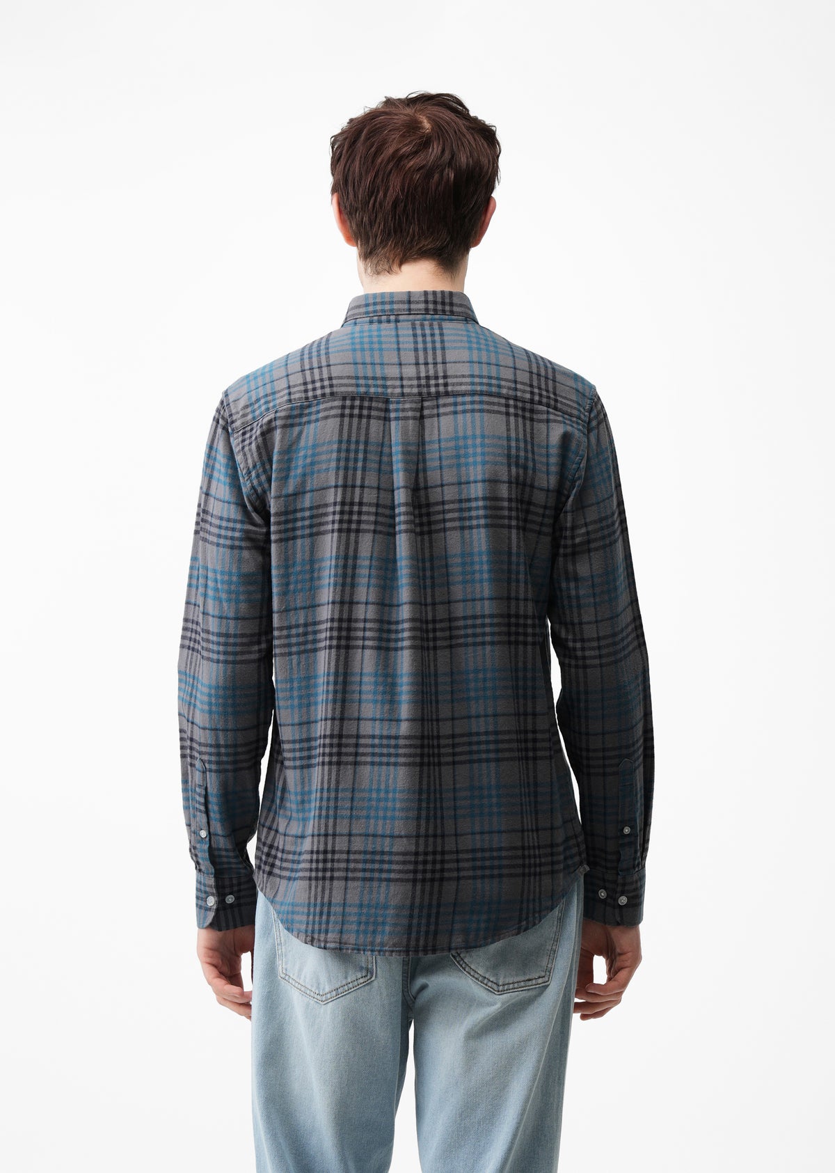 Grey Cotton Plaid Check Shirt