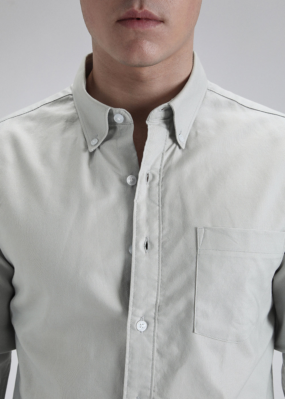 Grey Cotton Oxford Shirt