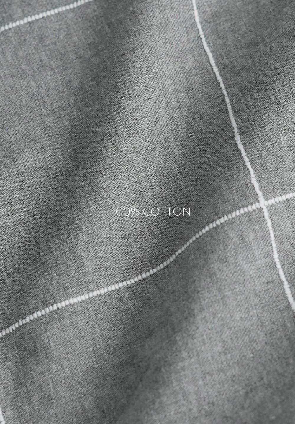 Grey Cotton Windowpane Check Shirt