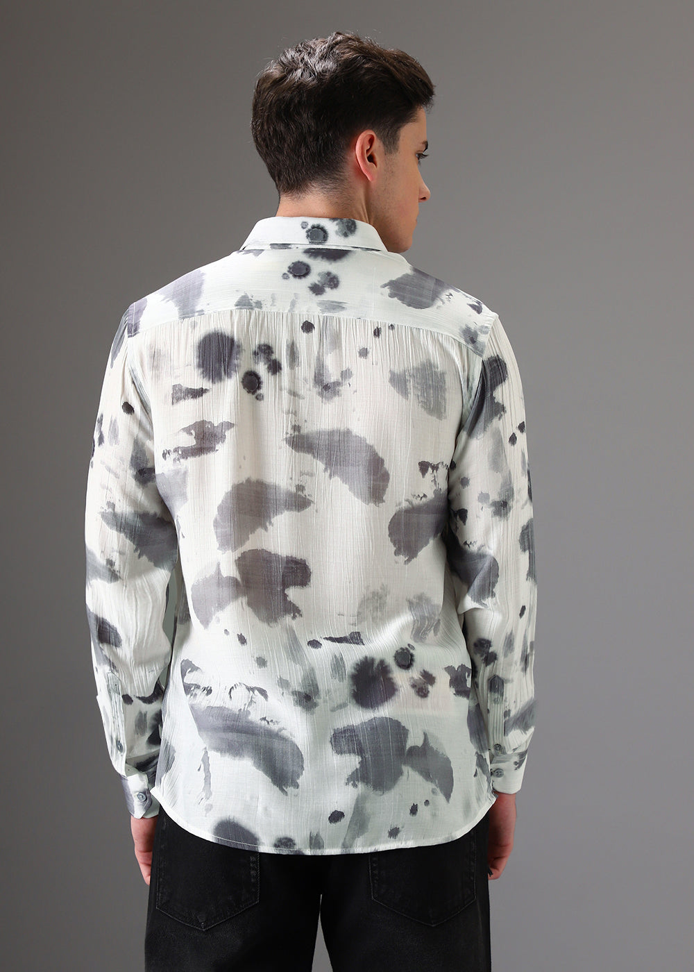 Light Grey Crushed Printed Shirt