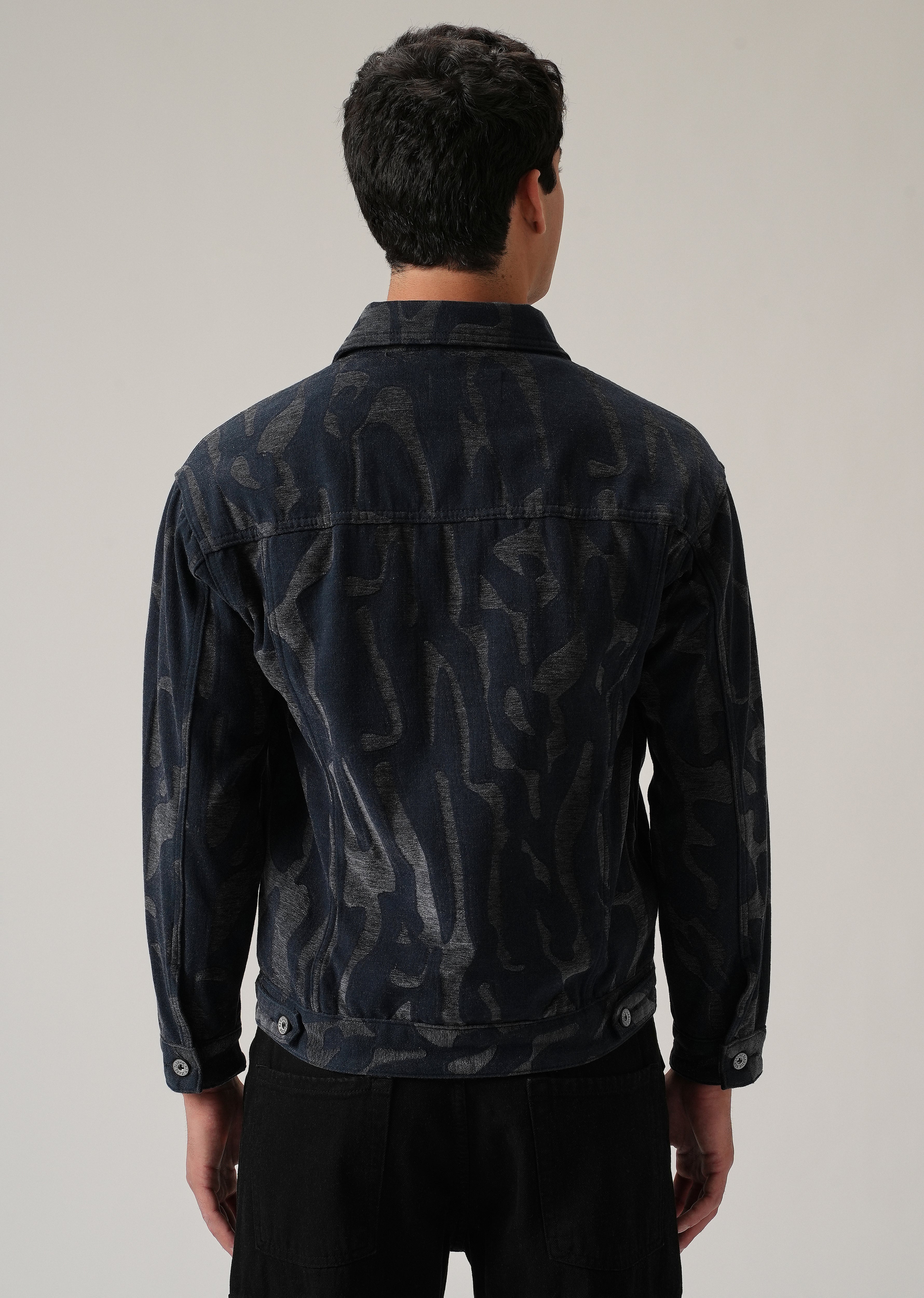 Grey Denim Jacquard Shacket