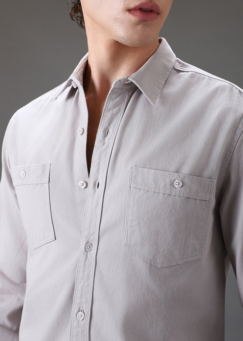 Grey Double Pocket Shirt