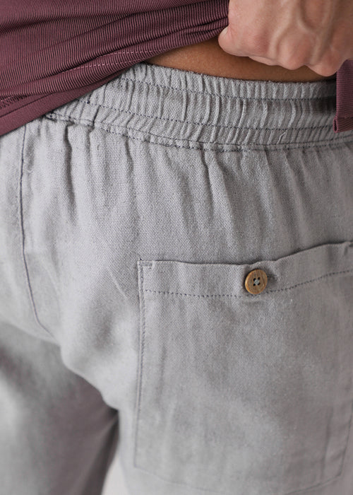 Grey Drawstring Linen Pant