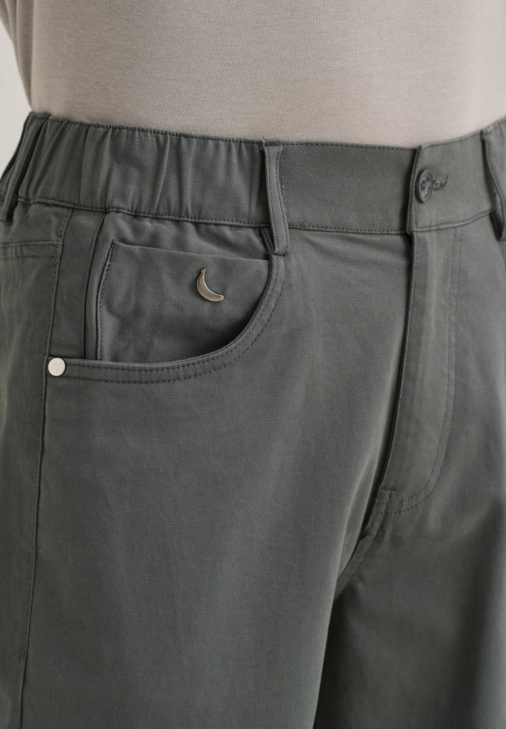 Grey Semi-Elasticated Cotton Trouser