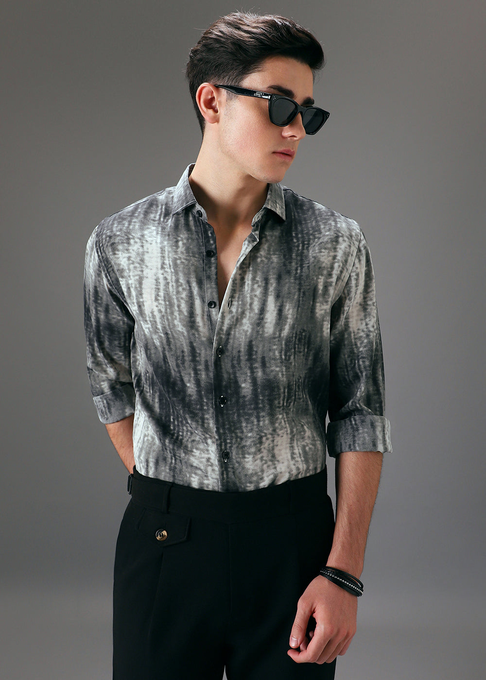 Grey Fade Abstract Printed Shirt