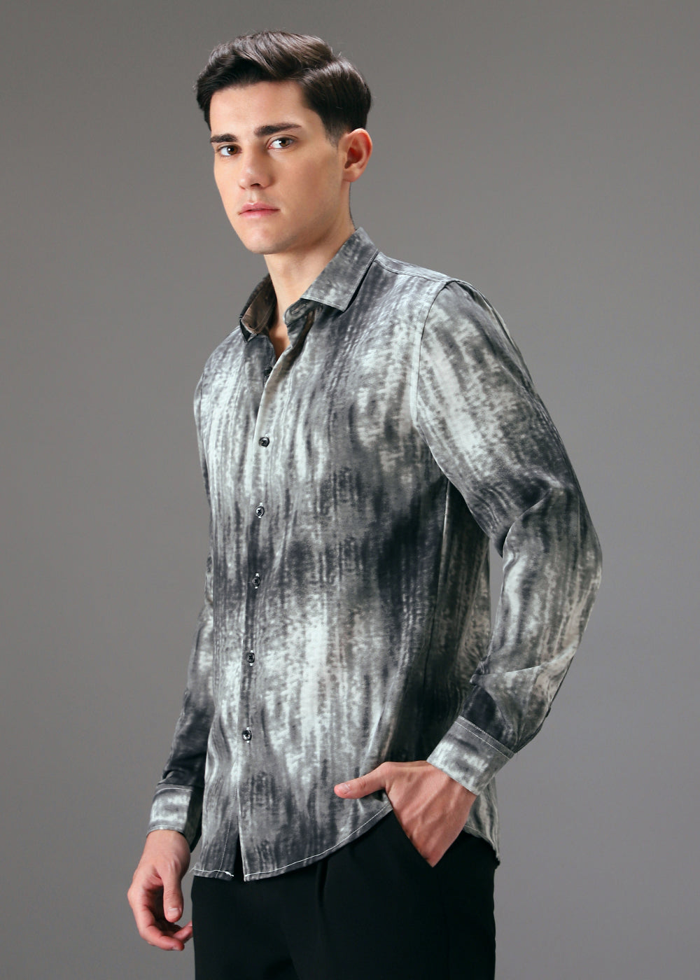 Grey Fade Abstract Printed Shirt