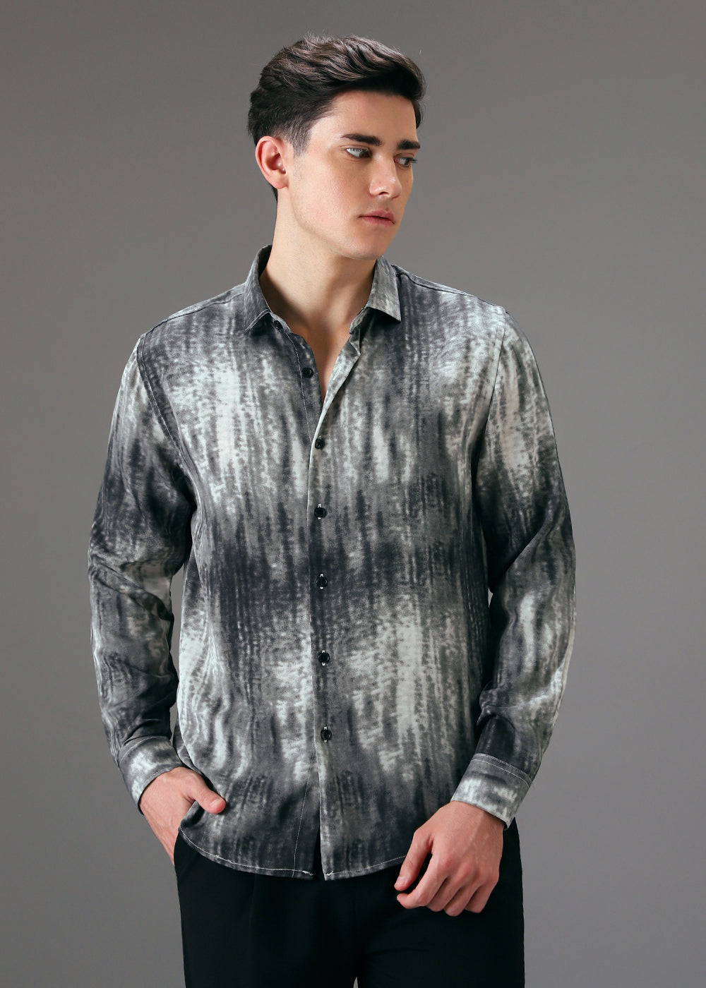 Grey Fade Abstract Printed Shirt