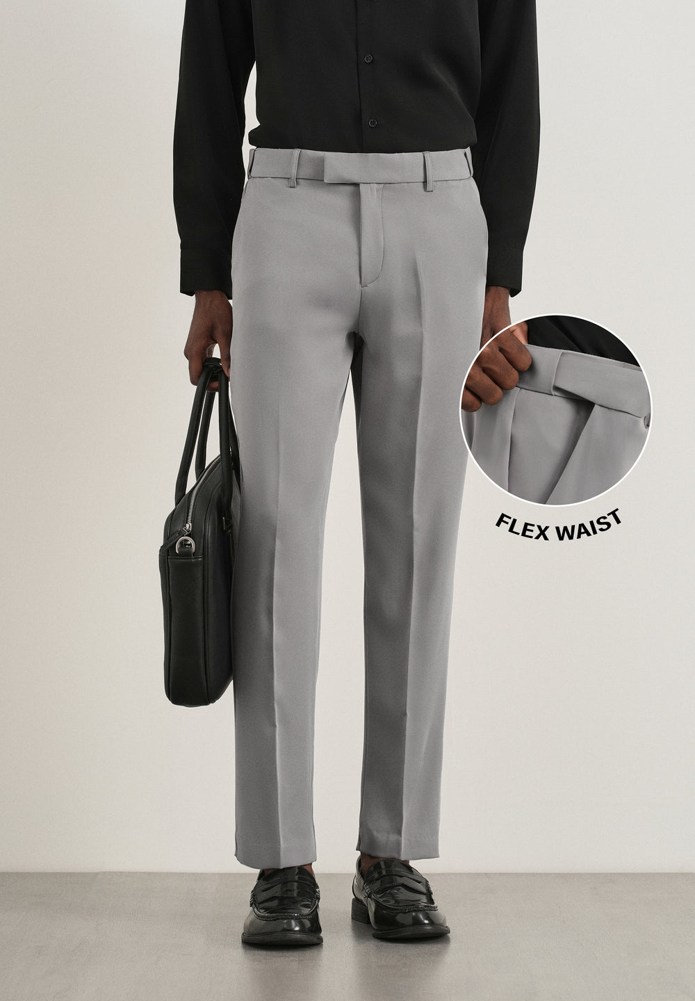 Grey Flex Waist Slim Fit Trouser