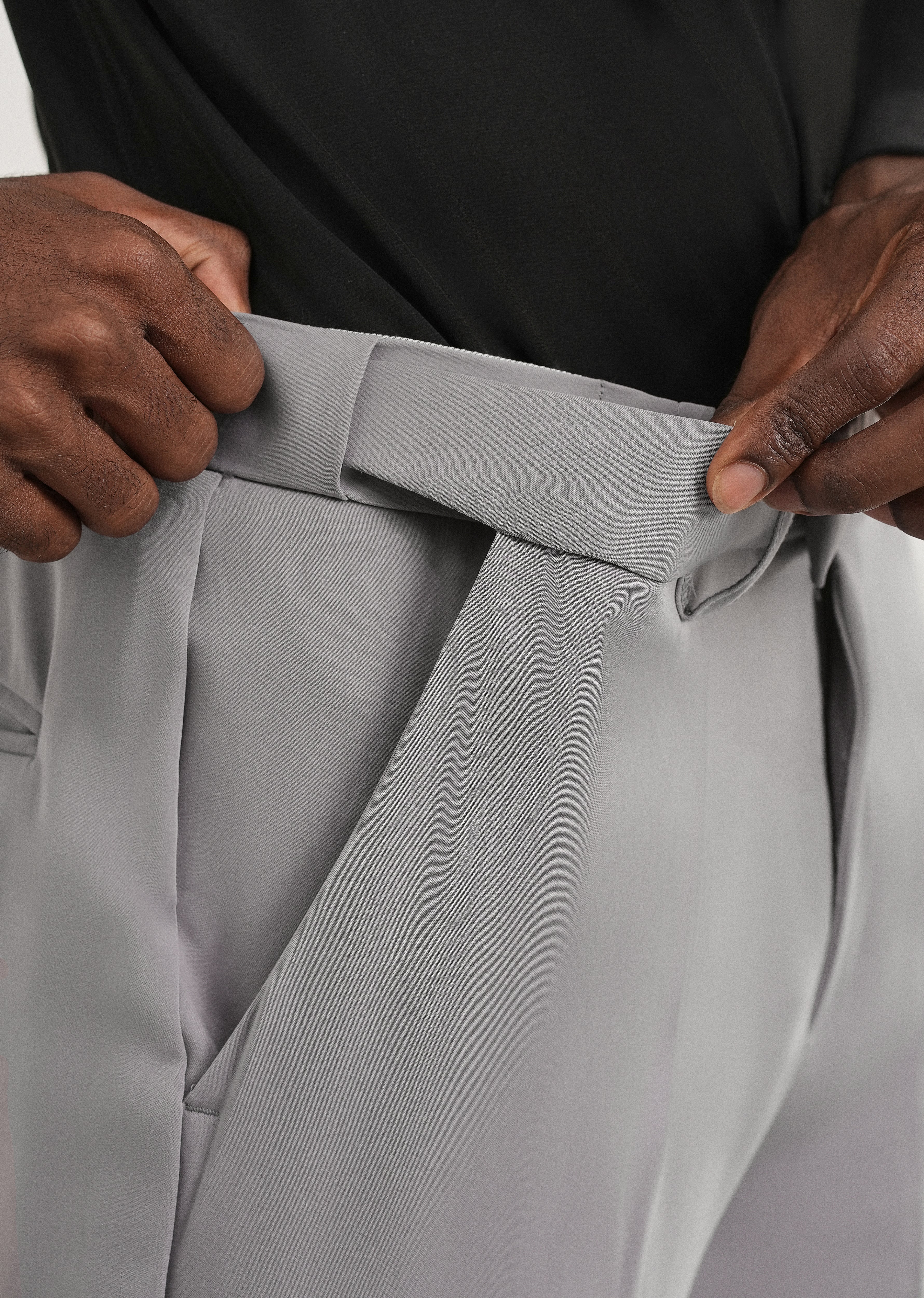 Grey Flex Waist Slim Fit Trouser
