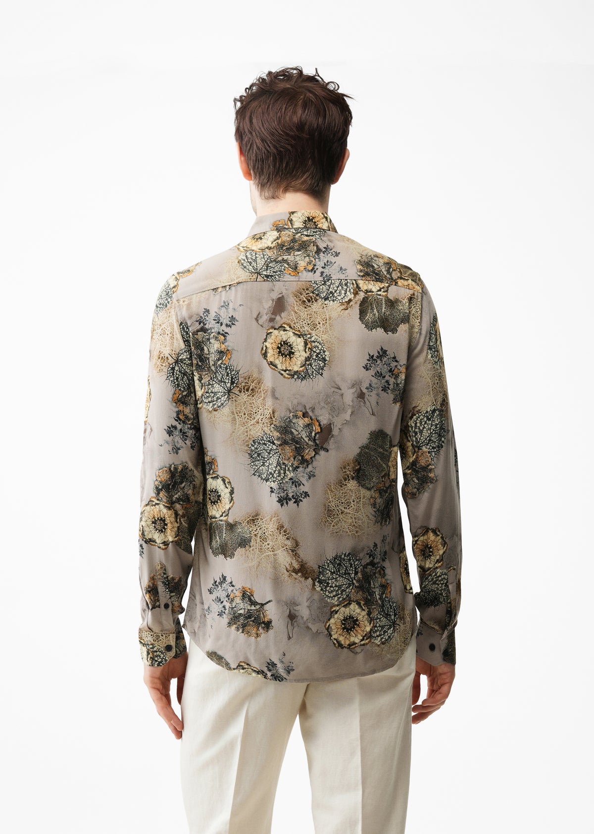 Grey Flora Printed Feather Shirt