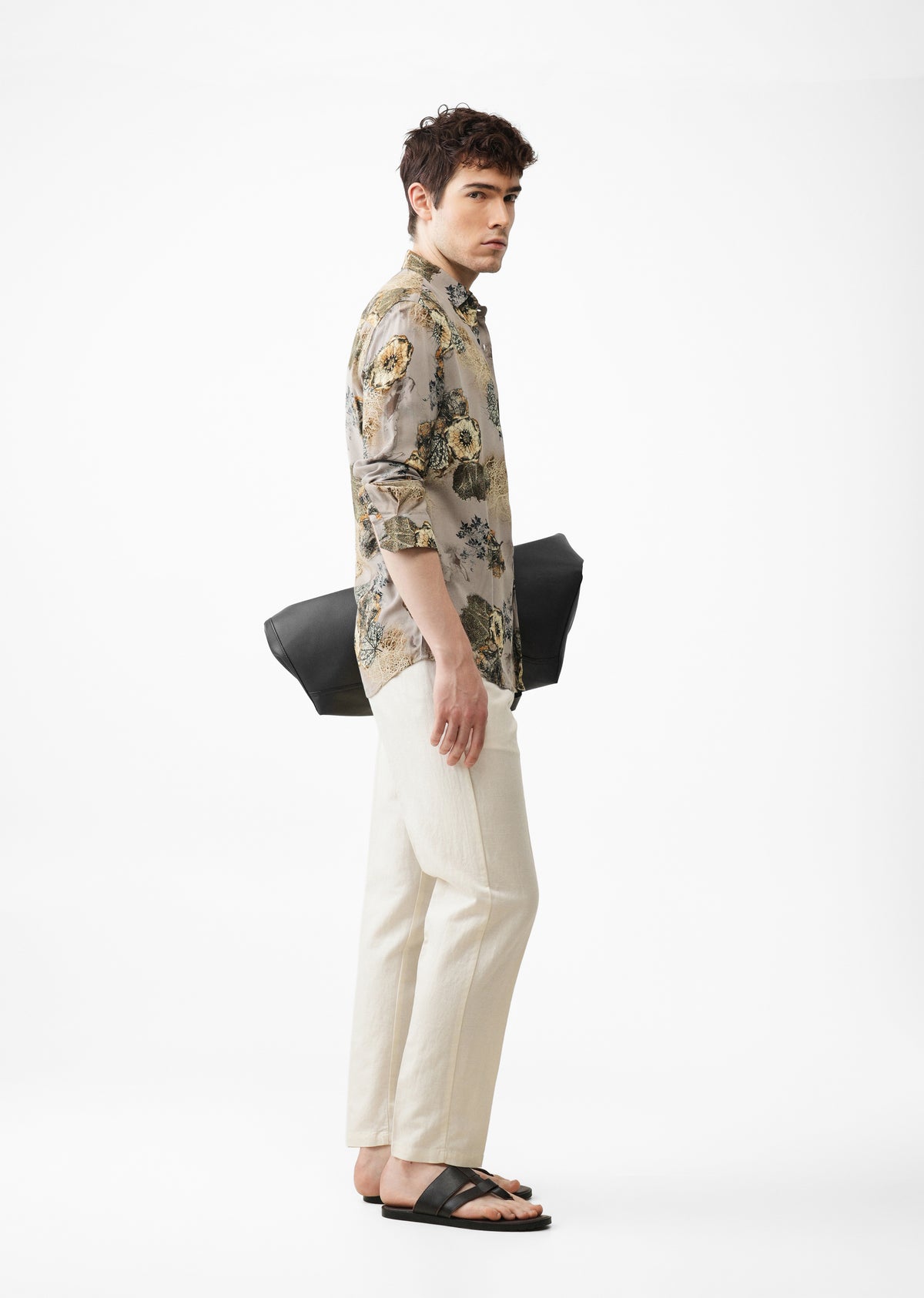 Grey Flora Printed Feather Shirt