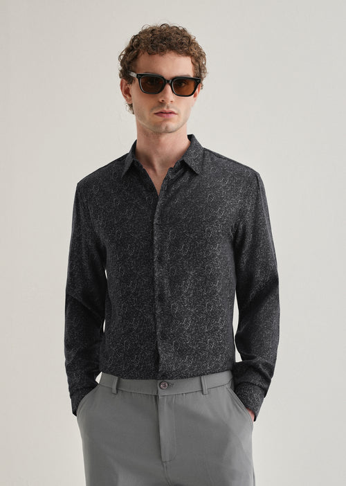 Grey Floral Jacquard Shirt