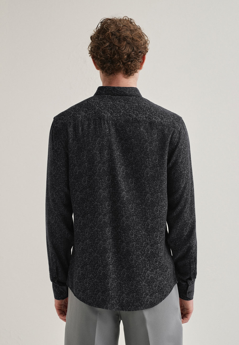 Grey Floral Jacquard Shirt