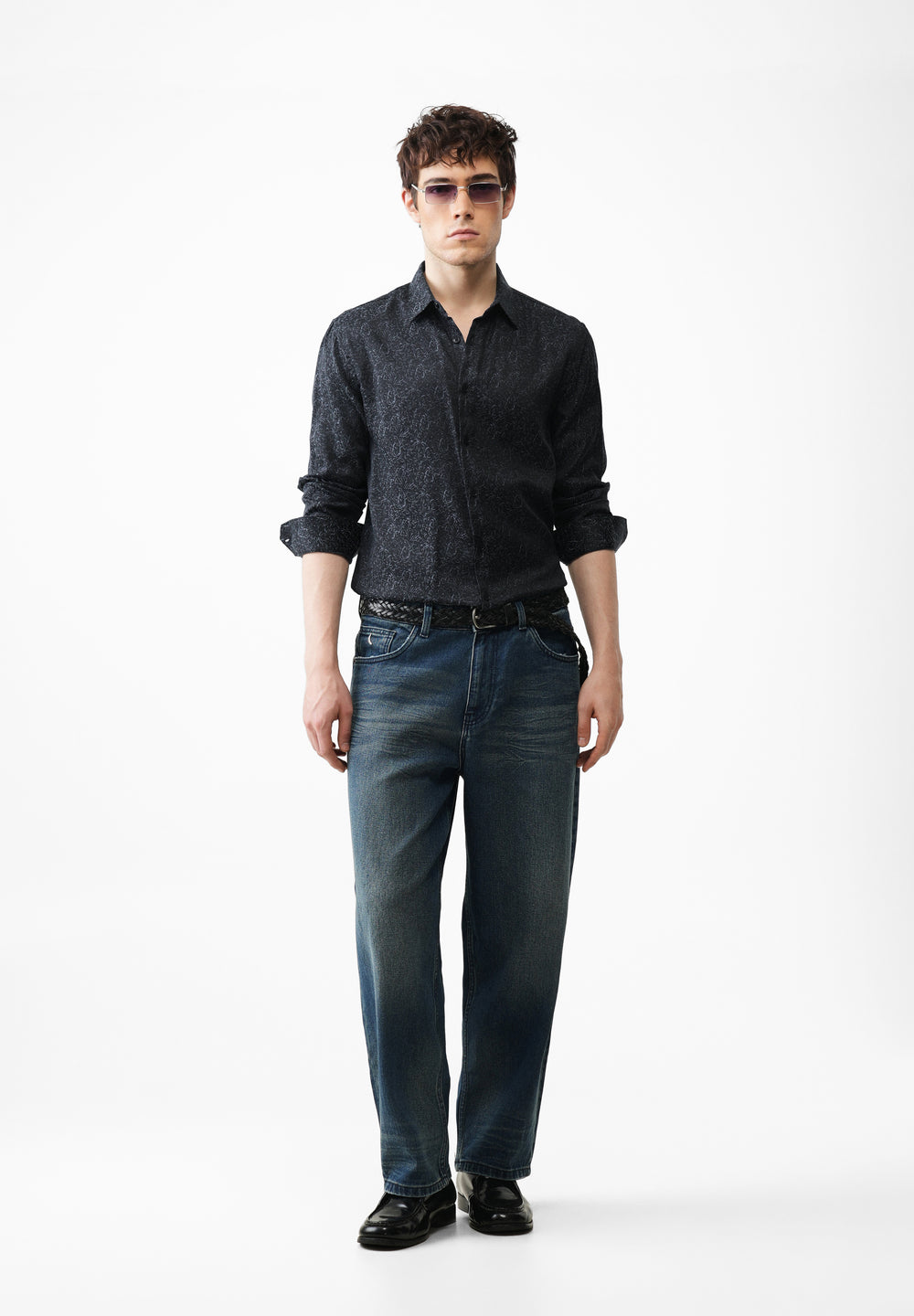 Grey Floral Jacquard Shirt