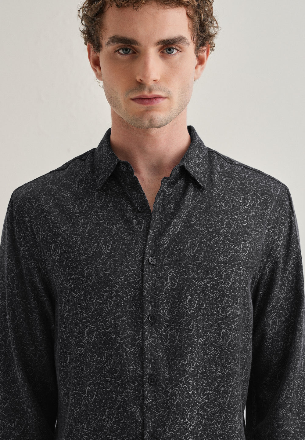 Grey Floral Jacquard Shirt
