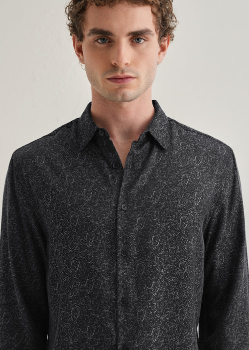 Grey Floral Jacquard Shirt