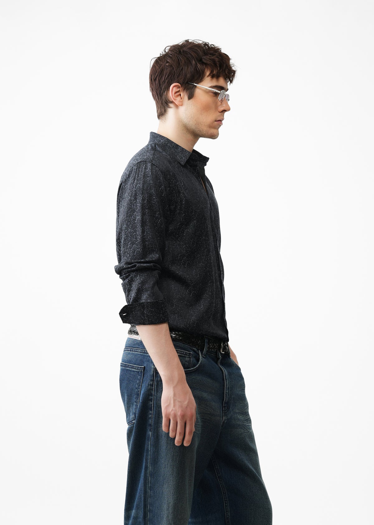 Grey Floral Jacquard Shirt